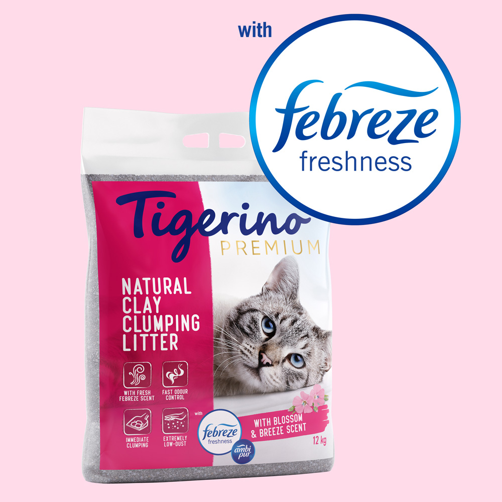 Tigerino Premium Katzenstreu - Febreze Frischer Blütenduft - Sparpaket 2 x 12 kg Tigerino Premium Katzenstreu - Febreze Frischer Blütenduft - Sparpaket 2 x 12 kg von Tigerino