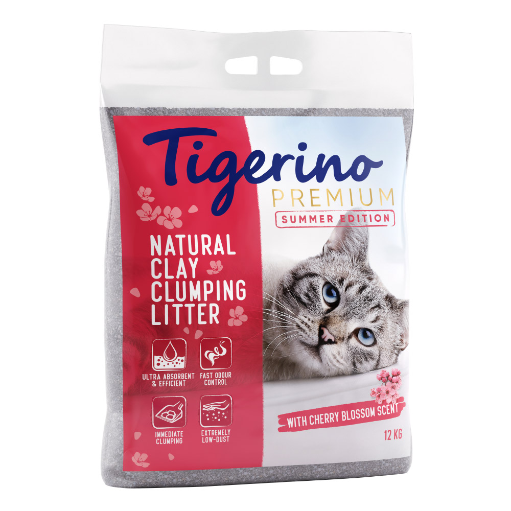 Tigerino Premium Katzenstreu – Kirschblütenduft – Limitierte Sommer-Edition - Doppelpack 2 x 12 kg von Tigerino