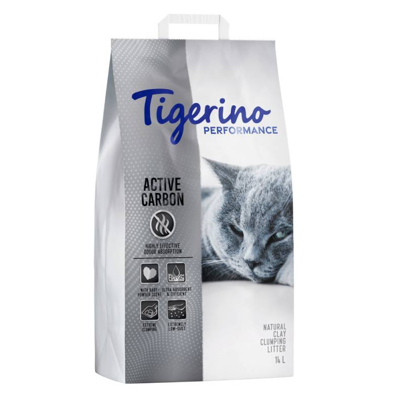 Tigerino Performance Active Carbon Katzenstreu – Babypuderduft -Sparpaket 2 x 14 l von Tigerino