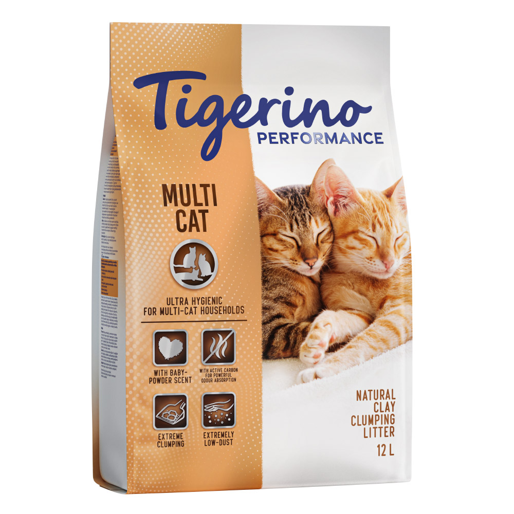 Tigerino Performance Multi Cat Katzenstreu – Babypuderduft - 12 l von Tigerino