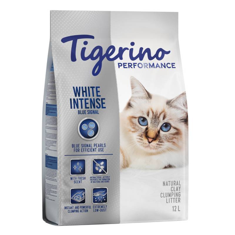 Tigerino Performance White Intense Blue Signal Katzenstreu – Frischeduft - Sparpaket 2 x 12 l von Tigerino
