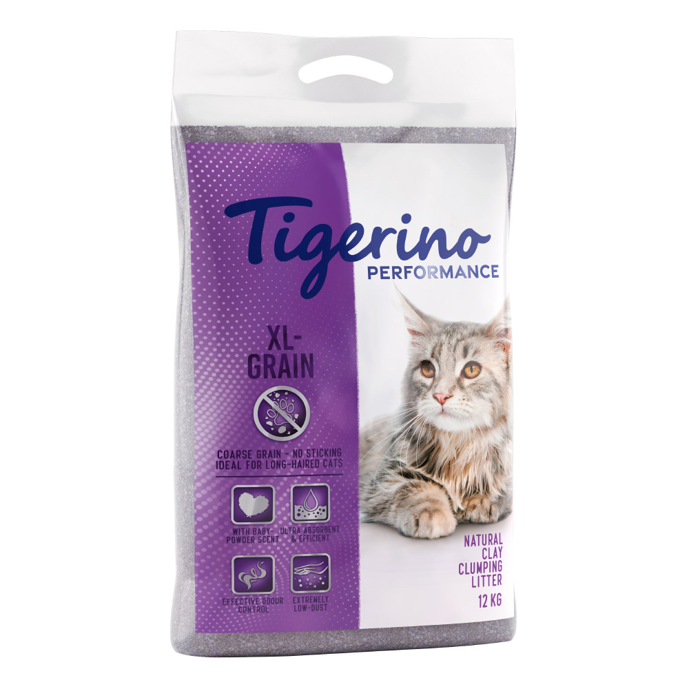 Tigerino Performance XL-Grain Katzenstreu – Babypuderduft  Sparpaket 2 x 12 kg von Tigerino