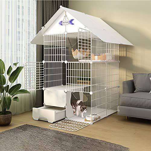 Tightstore Katzengehege Groß mit Katzenklo, Draht-katzenkäfig, 3-stöckiger Katzengehege für Balkon, Zusammenklappbarer Katzenkäfig, Ideal für 1-4 Katzen Tightstore Katzengehege Groß mit Katzenklo, Draht-katzenkäfig, 3-stöckiger Katzengehege für Balkon, Zusammenklappbarer Katzenkäfig, Ideal für 1-4 Katzen von Tightstore