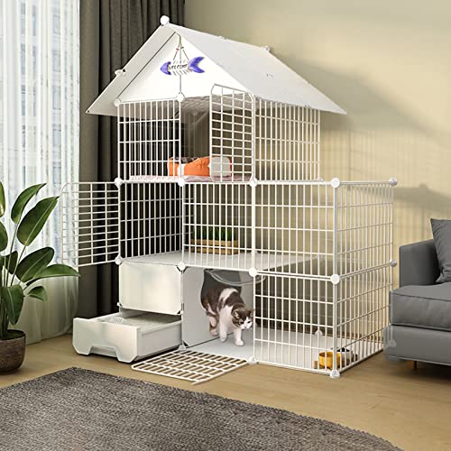 Tightstore Katzengehege Groß mit Katzenklo, Draht-katzenkäfig, 3-stöckiger Katzengehege für Balkon, Zusammenklappbarer Katzenkäfig, Ideal für 1-4 Katzen Tightstore Katzengehege Groß mit Katzenklo, Draht-katzenkäfig, 3-stöckiger Katzengehege für Balkon, Zusammenklappbarer Katzenkäfig, Ideal für 1-4 Katzen von Tightstore