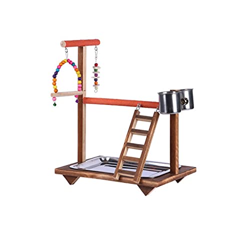Papageien-Vogelständer, Tigerhaut, Holz, Vogelständer, Papageien-Spielplatz, Kauspielzeug mit Schaukel, Kanarienvögel, Sitzstangen für Kanarienvögel (Messing) von Tiiiopkvvv