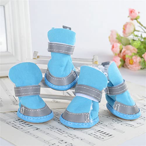 Tiiiopkvvv 4 Stück/Set Winter Warme Hundeschuhe Niedliche Hundeschuhe Schnee Spaziergang Hund Schneestiefel Reflektierende Dicke Haustierschuhe (Farbe: A, Größe: 4) (A Größe 5) von Tiiiopkvvv
