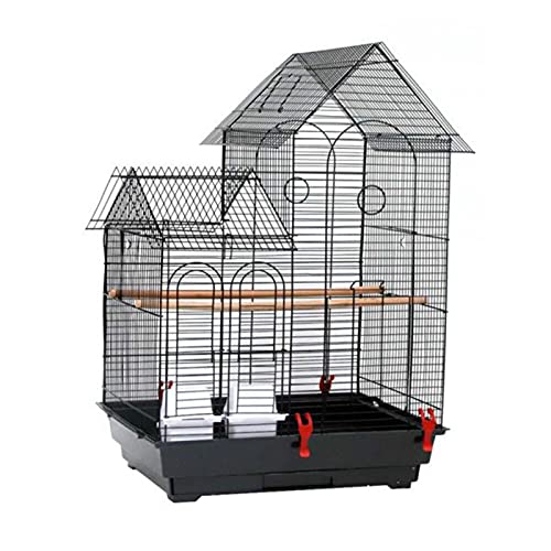 Tiiiopkvvv 76,2 cm Vogelkäfig Haustierbedarf Metallkäfig schwarz leicht zu öffnende Tür stabil inklusive 2 Holzstangen und 2 Futterbechern Vogelsitzstangen von Tiiiopkvvv