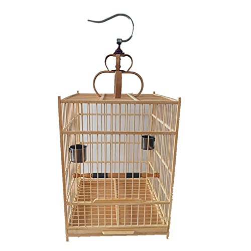 Tiiiopkvvv Großer Vogelkäfig, hängend, für drinnen und draußen, quadratisch, handgefertigt, chinesischer Stil, Volierenkäfig, Haustierzubehör, Vogelsitzstangen (32 x 32 x 44 cm) von Tiiiopkvvv