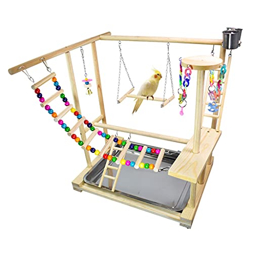 Tiiiopkvvv Kleine und mittlere Papagei Spielplatz Regal Kleine Sonne Sittich Holz Trainingsstation Ständer Boden Vogelständer Spielspielzeug Vogelstangen (Messing) von Tiiiopkvvv