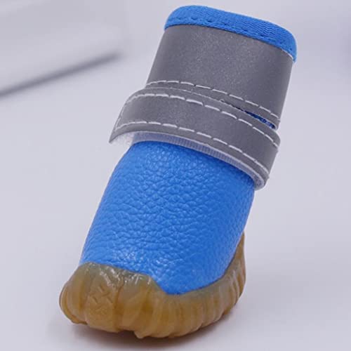 Tiiiopkvvv Winter-Hundeschuhe aus Leder für kleine Hunde, rutschfest, Chihuahua, York, Teddy, Haustier, Katzenstiefel, Socken, weiche Sohle (Farbe: Blau, Größe: 5 Code) (Blau 1 Code) von Tiiiopkvvv