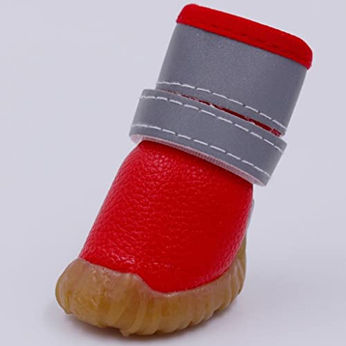 Tiiiopkvvv Winter-Hundeschuhe aus Leder für kleine Hunde, rutschfest, Chihuahua, York, Teddy, Haustier, Katzenstiefel, Socken, weiche Sohle (Farbe: Blau, Größe: 5 Code) (Rot 2 Code) von Tiiiopkvvv