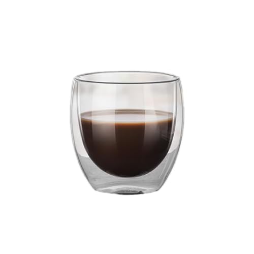 Doppelwandige Isolierglastasse, 80 ml 2,6 Unzen klare Kaffeetassen Isolierung Mikrowelle Getränkeglas ohne Griff zum Trinken von Tee Latte Wein Cappuccino Espresso Wasser von Tiiyee
