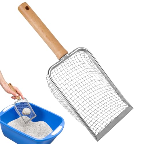 Katzenschaufel für Katzenklo, Katzenstreu Schaufel Metall, Katzenstreu Schaufel mit Holzgriff, Cat Litter Scoop 5mm Porengröße, Schaufel für Katzentoilette, Katzen Schaufel, für Alle Katzenstreu Katzenschaufel für Katzenklo, Katzenstreu Schaufel Metall, Katzenstreu Schaufel mit Holzgriff, Cat Litter Scoop 5mm Porengröße, Schaufel für Katzentoilette, Katzen Schaufel, für Alle Katzenstreu von Tikplus
