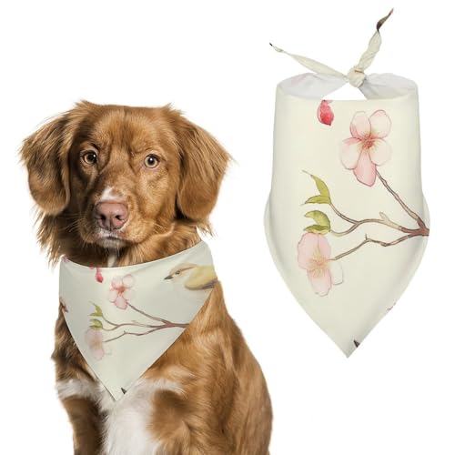 Hund Bandanas Bunte Vögel Kirschblüten Blumen Hundeschal Latztuch Für Haustiere Large: 70 * 30 cm Hund Bandanas Bunte Vögel Kirschblüten Blumen Hundeschal Latztuch Für Haustiere Large: 70 * 30 cm von Tilivyx