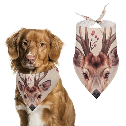Hund Bandanas Deer Head Rosen Blumen Hundeschal Latztuch Für Haustiere Large: 70 * 30 cm von Tilivyx