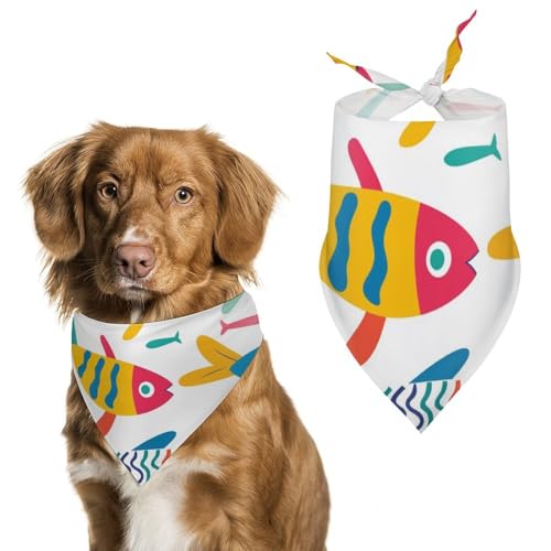 Hund Bandanas Fischmuster Bunt Hundeschal Latztuch Für Haustiere Large: 70 * 30 cm von Tilivyx