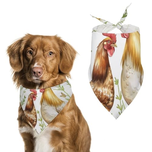 Hund Bandanas Hühner Und Hähne Blumen Aquarell Hundeschal Latztuch Für Haustiere Large: 70 * 30 cm von Tilivyx