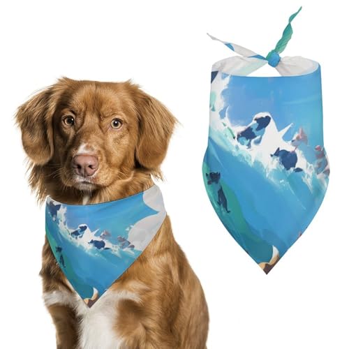Hund Bandanas Hunde Spielen Ball Seaside Waves Hundeschal Latztuch Für Haustiere Large: 70 * 30 cm Hund Bandanas Hunde Spielen Ball Seaside Waves Hundeschal Latztuch Für Haustiere Large: 70 * 30 cm von Tilivyx