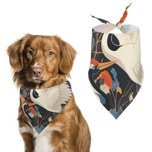 Hund Bandanas Kraniche Im Japanischen Stil Vögel Geblümt Hundeschal Latztuch Für Haustiere Large: 70 * 30 cm Hund Bandanas Kraniche Im Japanischen Stil Vögel Geblümt Hundeschal Latztuch Für Haustiere Large: 70 * 30 cm von Tilivyx