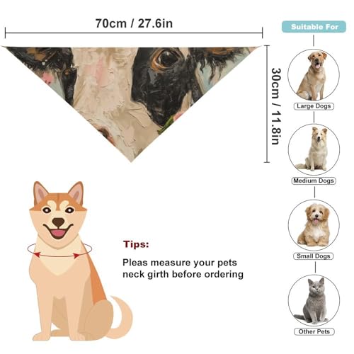 Hund Bandanas Kuh Rosen Blumen Hundeschal Latztuch Für Haustiere Large: 70 * 30 cm von Tilivyx