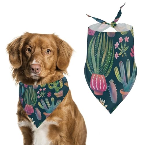 Hund Bandanas Lebendiger Kaktus Blumen Grün Muster Hundeschal Latztuch Für Haustiere Large: 70 * 30 cm von Tilivyx