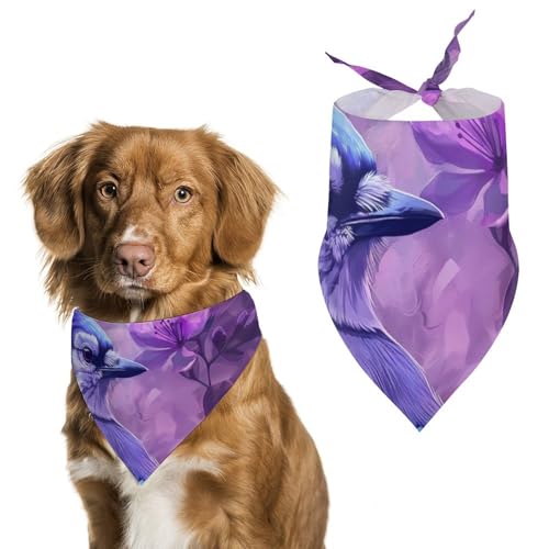 Hund Bandanas Lila Blumen Und Vogel Hundeschal Latztuch Für Haustiere Large: 70 * 30 cm Hund Bandanas Lila Blumen Und Vogel Hundeschal Latztuch Für Haustiere Large: 70 * 30 cm von Tilivyx