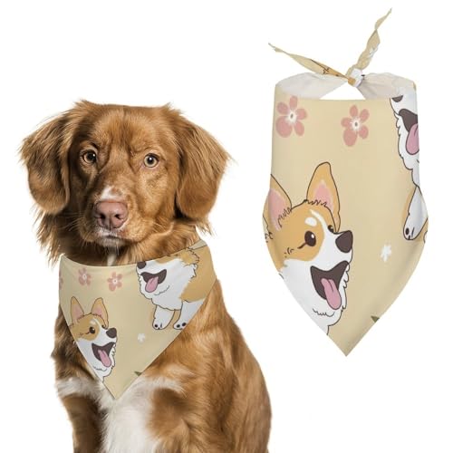 Hund Bandanas Niedliche Corgi Hunde Muster Hundeschal Latztuch Für Haustiere Large: 70 * 30 cm von Tilivyx
