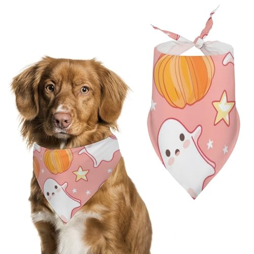 Hund Bandanas Niedliche Kürbisse Geistersterne Muster Rosa Hundeschal Latztuch Für Haustiere Large: 70 * 30 cm von Tilivyx