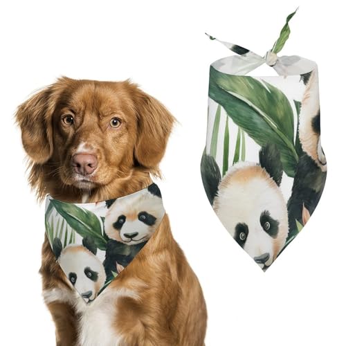 Hund Bandanas Pandas Und Tropische Blätter Hundeschal Latztuch Für Haustiere Large: 70 * 30 cm von Tilivyx