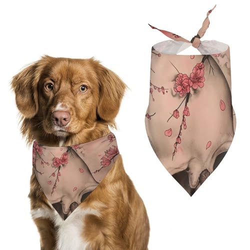 Hund Bandanas Rosa Kirschblüte Und Totenkopf Hundeschal Latztuch Für Haustiere Large: 70 * 30 cm von Tilivyx