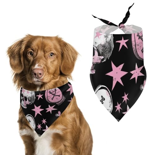 Hund Bandanas Totenköpfe Sterne Herzen Muster Hundeschal Latztuch Für Haustiere Large: 70 * 30 cm von Tilivyx
