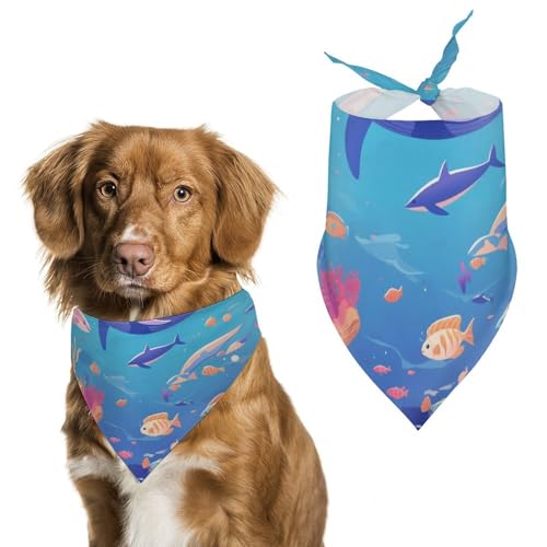 Hund Bandanas Unterwasserwelt Fisch Walfisch Hai Hundeschal Latztuch Für Haustiere Large: 70 * 30 cm von Tilivyx