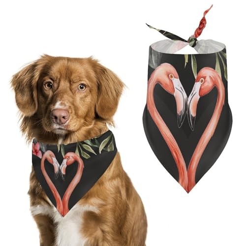 Hundehalstuch, Motiv: Flamingo, Vögel, Liebe, für Haustiere, Größe L: 70 x 30 cm, Rosa Hundehalstuch, Motiv: Flamingo, Vögel, Liebe, für Haustiere, Größe L: 70 x 30 cm, Rosa von Tilivyx