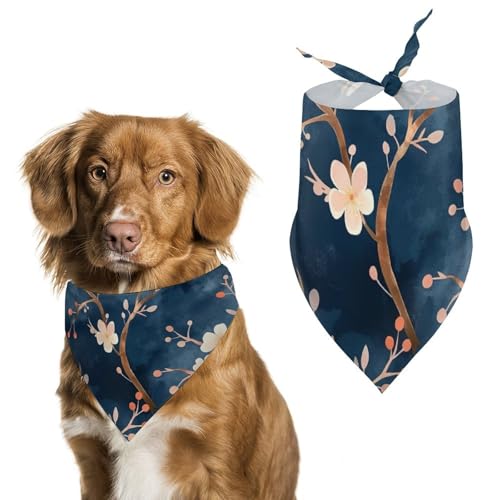 Hundehalstuch, Motiv: Kirschblüten und Blumen, für Haustiere, Größe L: 70 x 30 cm von Tilivyx