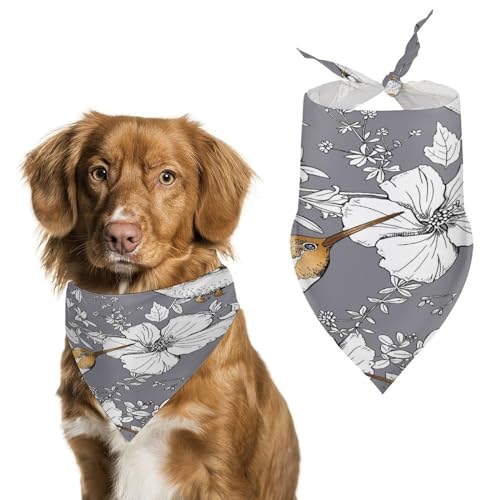 Hundehalstuch, grau-weiß, Vogel, Größe L: 70 x 30 cm Hundehalstuch, grau-weiß, Vogel, Größe L: 70 x 30 cm von Tilivyx