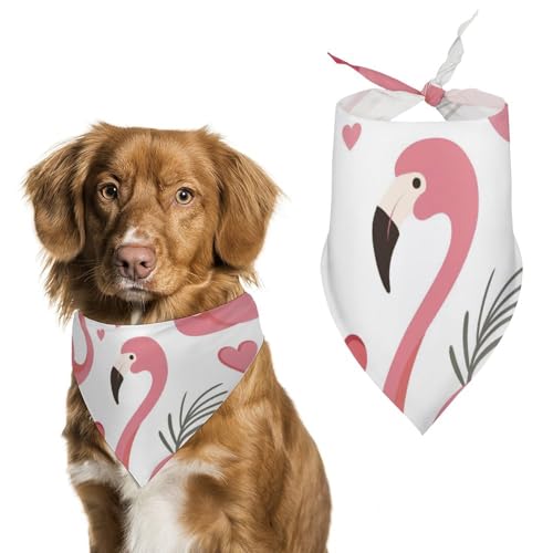 Hundehalstuch, rosa Flamingo, Vögel, Herz-Muster, für Haustiere, Größe L: 70 x 30 cm Hundehalstuch, rosa Flamingo, Vögel, Herz-Muster, für Haustiere, Größe L: 70 x 30 cm von Tilivyx