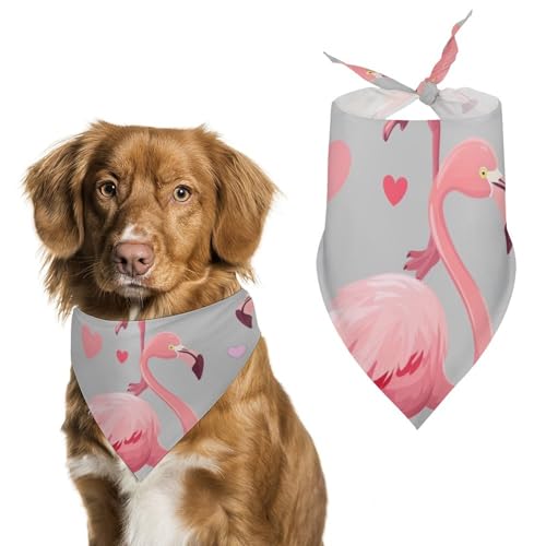 Hundehalstuch, rosa Flamingo, Vögel, Herz-Muster, für Haustiere, Größe L: 70 x 30 cm Hundehalstuch, rosa Flamingo, Vögel, Herz-Muster, für Haustiere, Größe L: 70 x 30 cm von Tilivyx
