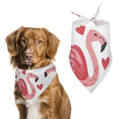 Hundehalstuch, rosa Flamingo, Vögel, Herz-Muster, für Haustiere, Größe L: 70 x 30 cm Hundehalstuch, rosa Flamingo, Vögel, Herz-Muster, für Haustiere, Größe L: 70 x 30 cm von Tilivyx