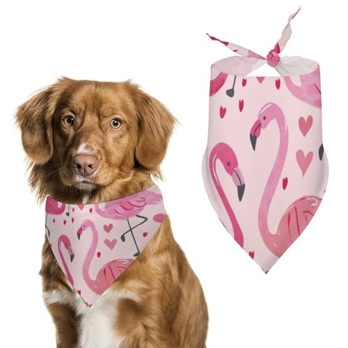Hundehalstuch, rosa Flamingo, Vögel, Herz-Muster, für Haustiere, Größe L: 70 x 30 cm Hundehalstuch, rosa Flamingo, Vögel, Herz-Muster, für Haustiere, Größe L: 70 x 30 cm von Tilivyx