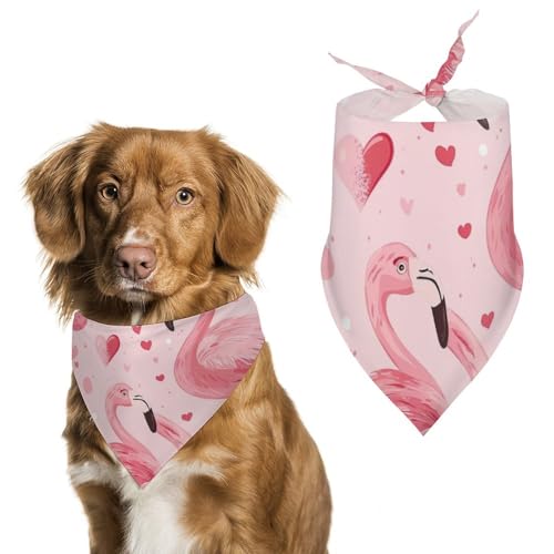 Hundehalstuch, rosa Flamingo, Vögel, Herz-Muster, für Haustiere, Größe L: 70 x 30 cm Hundehalstuch, rosa Flamingo, Vögel, Herz-Muster, für Haustiere, Größe L: 70 x 30 cm von Tilivyx