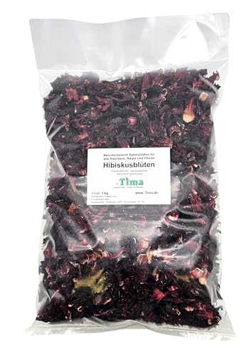 ®Tima Hibiskusblüten (rot) getrocknet für Nager, Kleintiere und Pferde im 1 kg Vorteilspack von Tima