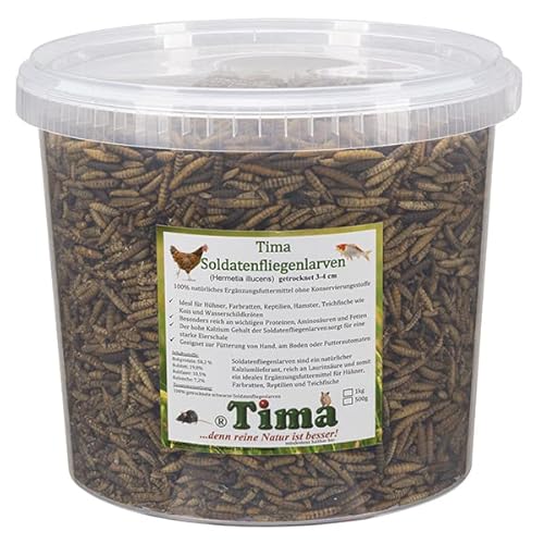 Tima Soldatenfliegenlarven 1kg (Hermetia illucens) getrocknet 3-4 cm von Tima