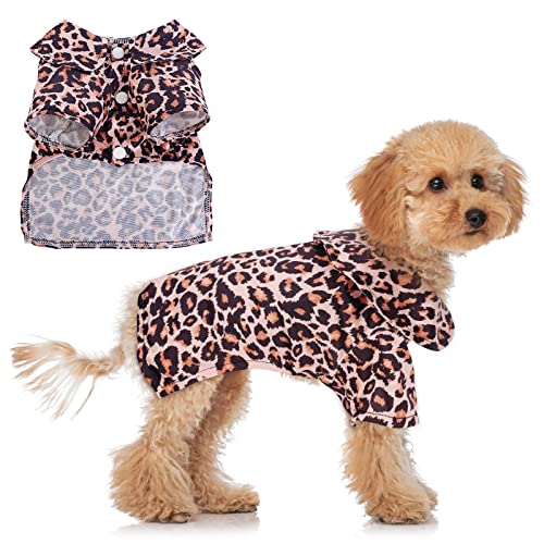 Timoey Sommer-Hundekleidung, Leopardenmuster, Seide, weiches Hundehemd für kleine Hunde, Katzen, Welpen, Chihuahua, bezauberndes Tragen, stilvolles, gemütliches T-Shirt (S) von Timoey