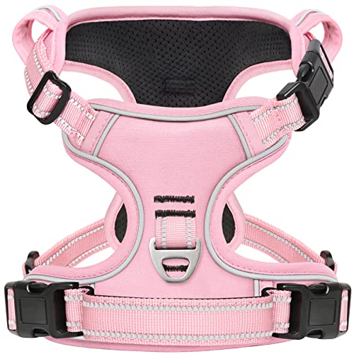 No Pull Hundegeschirr, No Choke Front Lead Dog Reflective Harness, Adjustable Soft Padded Pet Vest with Easy Control Handle for Small Medium Large Dogs von Timos