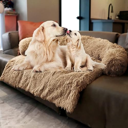 Hunde-/Katzen-Bettmatten, Couchbezug für Hunde, Sofa-Stil, luxuriöse Matte für Haustiere, wasserdichtes Futter und rutschfeste Unterseite, Katzenkäfig oder im Auto. (Desert Brown, XL) von Tinaco