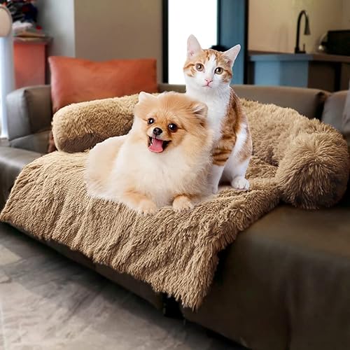 Hunde-/Katzen-Bettmatten, Couchbezug für Hunde, Sofa-Stil, luxuriöse Matte für Haustiere, wasserdichtes Futter und rutschfeste Unterseite, Katzenkäfig oder im Auto. (Wüstenbraun, L) von Tinaco