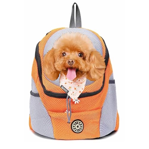 Tinaforld Hundetragetasche für Haustiere, Hundetragetasche, Vorderpackung, atmungsaktiv, für Reisen, Wandern, Camping für kleine Hunde, Katzen, Kaninchen (Medium, Orange) von Tinaforld