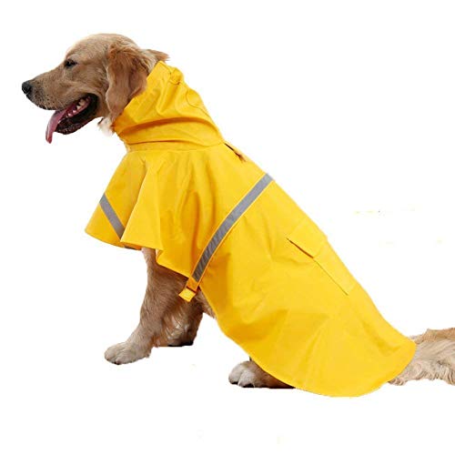 Tineer Einstellbare wasserdichte Haustier Hund Mit Kapuze Regenmantel Reflektierende Hund Regen Mantel Jacke Hund Regen Kleidung für Kleine Mittelgroße Hunde (S/M, Gelb) von Tineer