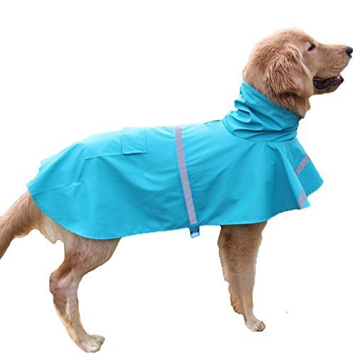 Tineer Einstellbare wasserdichte Haustier Hund Mit Kapuze Regenmantel Reflektierende Hund Regen Mantel Jacke Hund Regen Kleidung für Kleine Mittelgroße Hunde (XXL, Light Blue) von Tineer