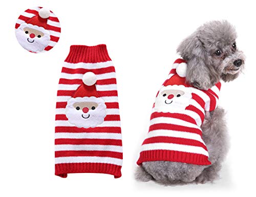 Tineer Haustier Sweater- Puppy Pullover Hoodie Sweater Shirt Strickwaren Halloween Weihnachten Cartoon warme Mantel Bekleidung für kleine mittlere Hunde Katzen Kaninchen (XL, Weihnachtsmann) von Tineer